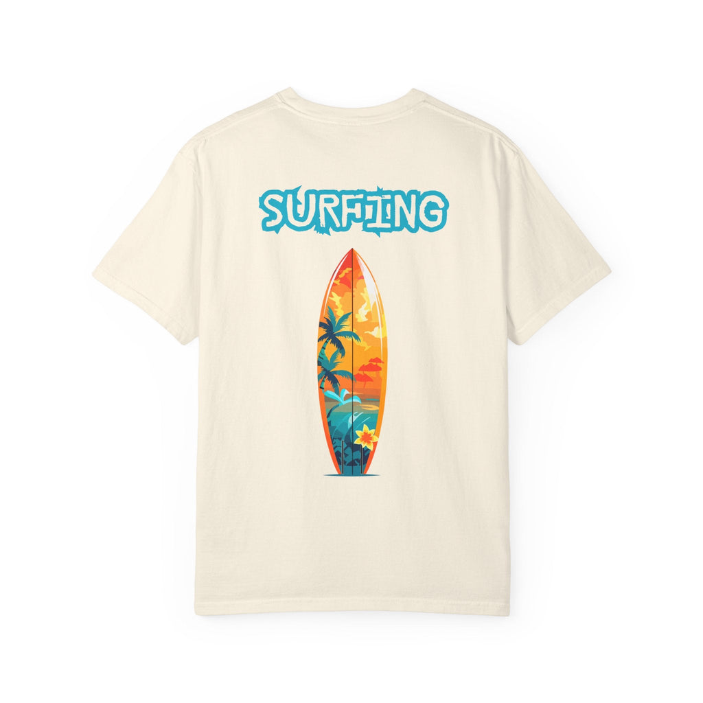 Surfing Tropical Board T-Shirt Beach Vibes Tee with Colorful Surfboard Design - Etna Gift