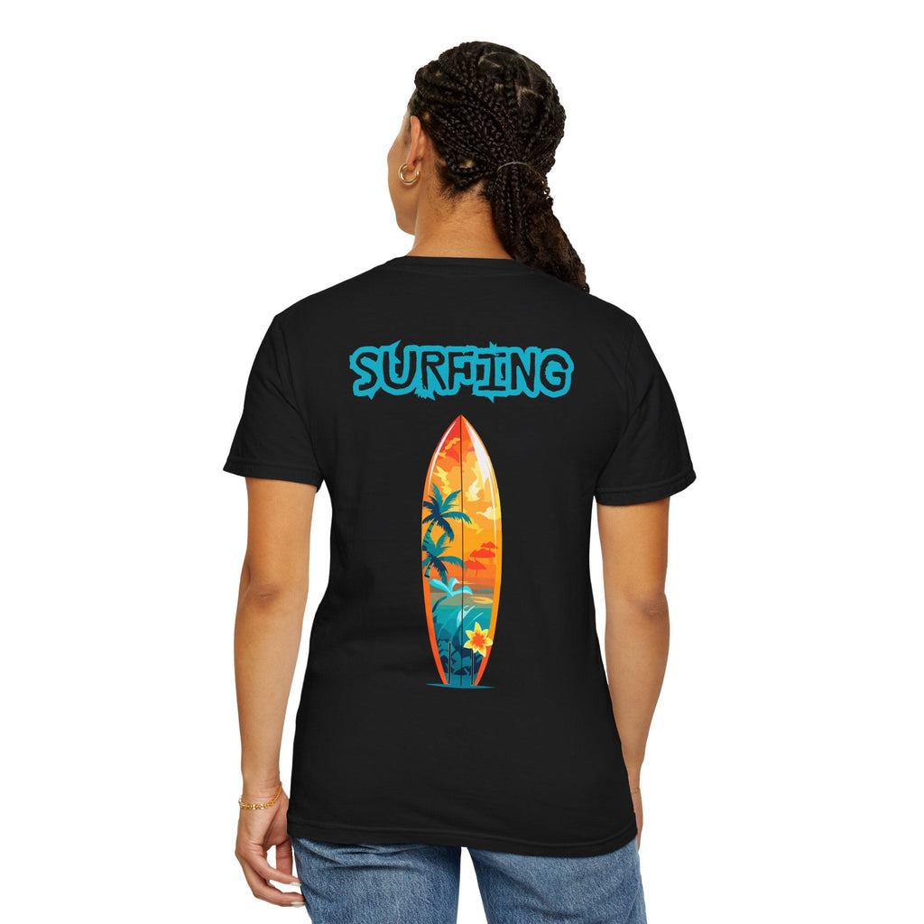 Surfing Tropical Board T-Shirt Beach Vibes Tee with Colorful Surfboard Design - Etna Gift