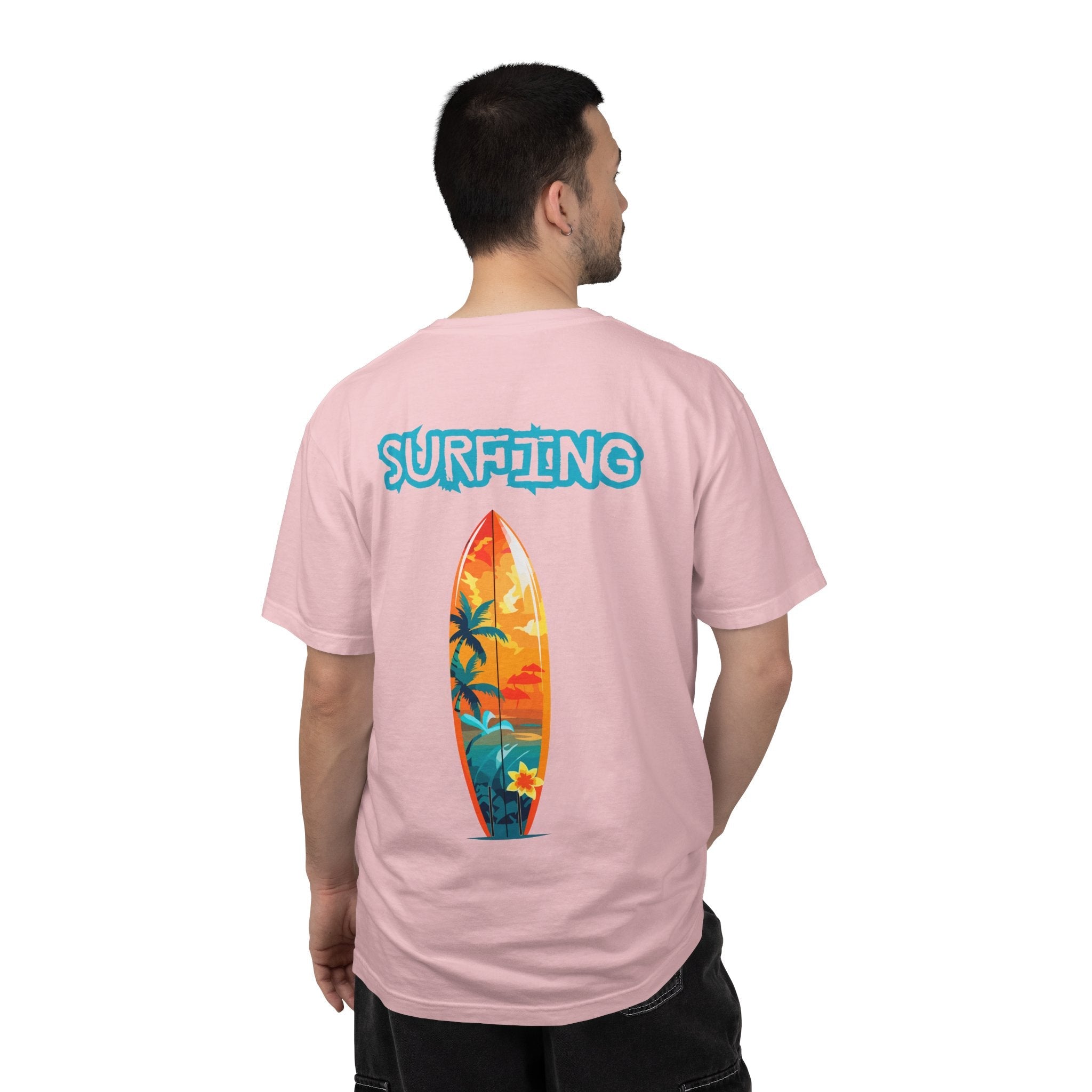 Surfing Tropical Board T-Shirt Beach Vibes Tee with Colorful Surfboard Design - Etna Gift