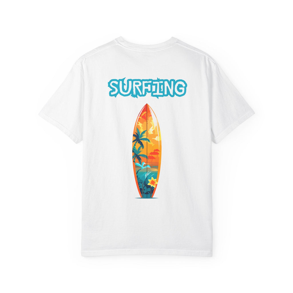 Surfing Tropical Board T-Shirt Beach Vibes Tee with Colorful Surfboard Design - Etna Gift