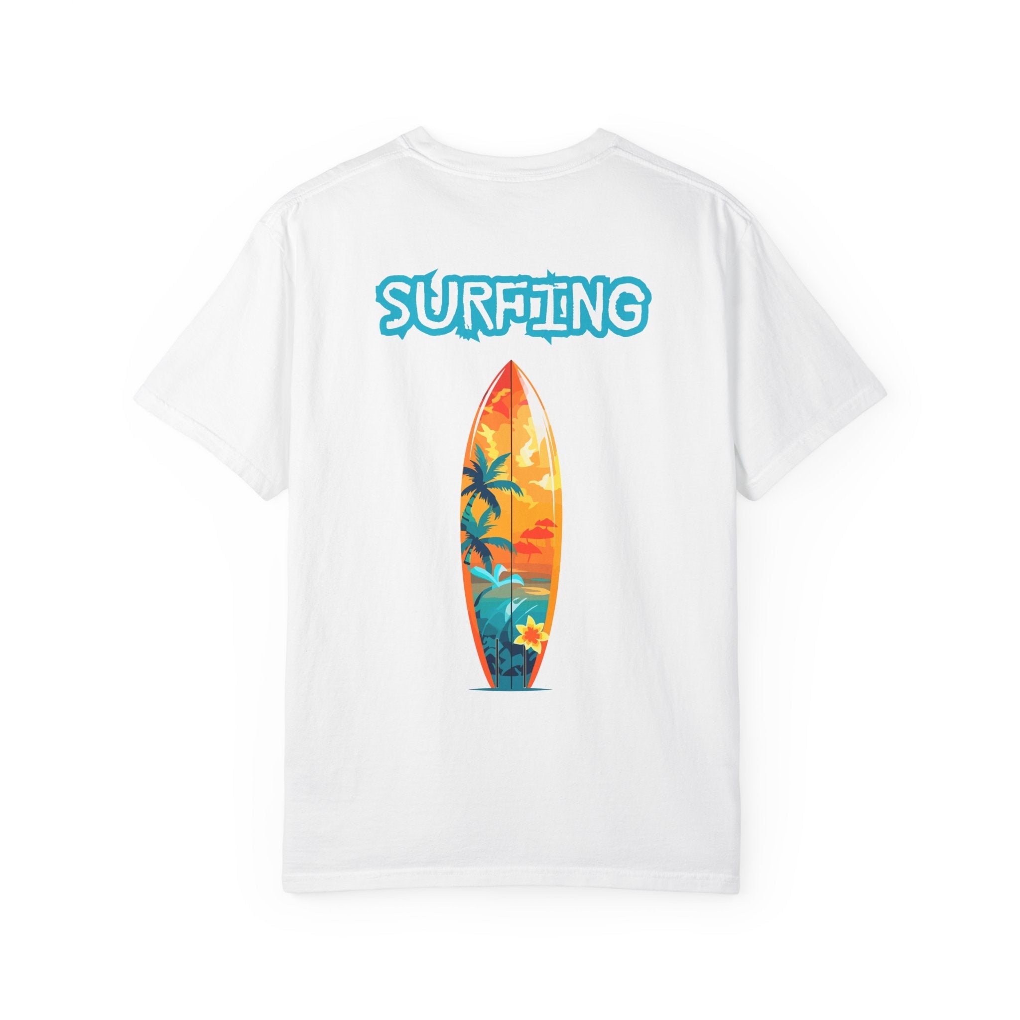 Surfing Tropical Board T-Shirt Beach Vibes Tee with Colorful Surfboard Design - Etna Gift
