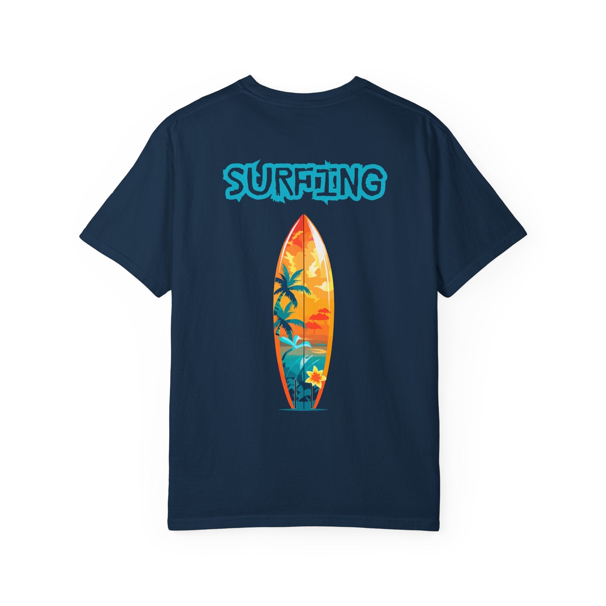 Surfing Tropical Board T-Shirt Beach Vibes Tee with Colorful Surfboard Design - Etna Gift