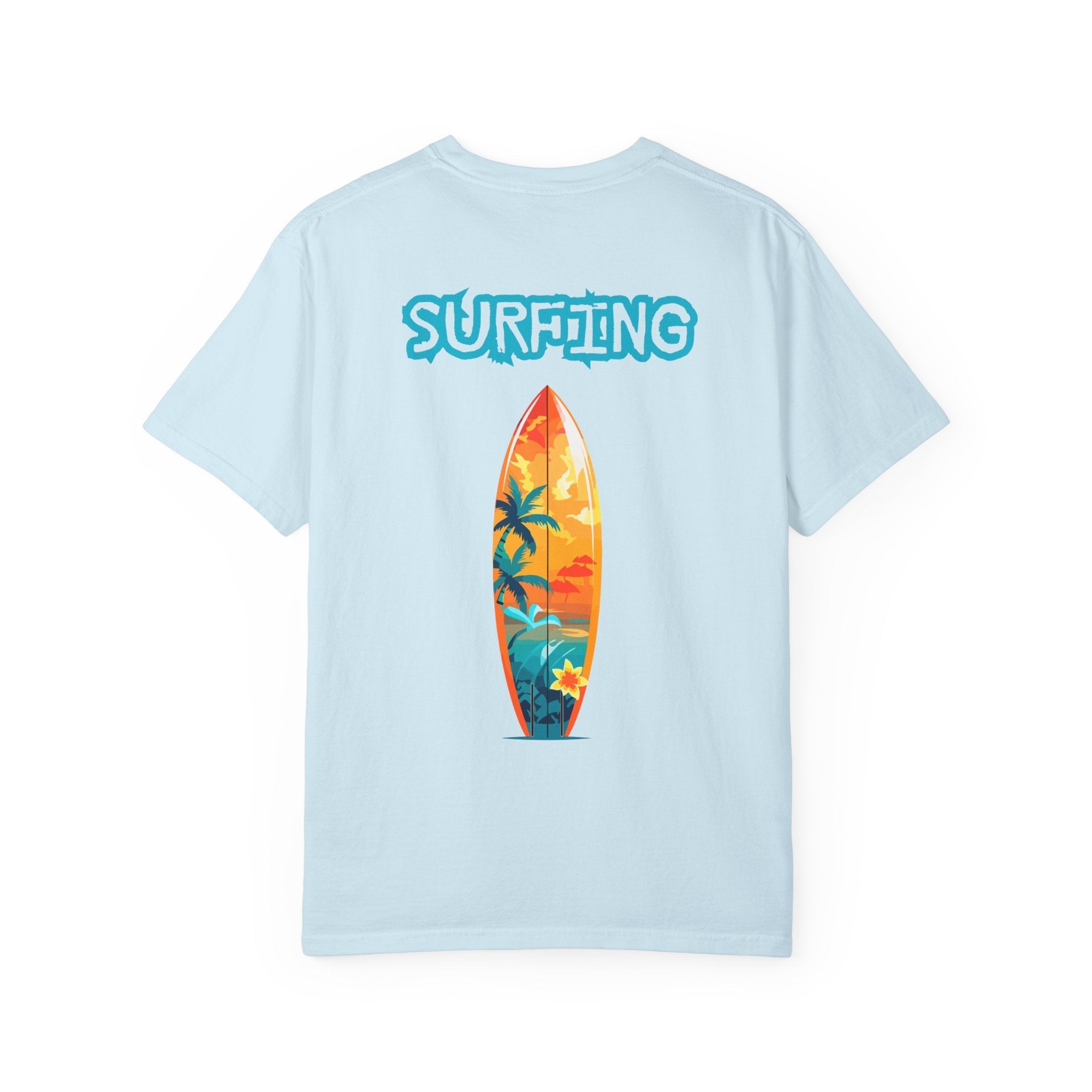 Surfing Tropical Board T-Shirt Beach Vibes Tee with Colorful Surfboard Design - Etna Gift