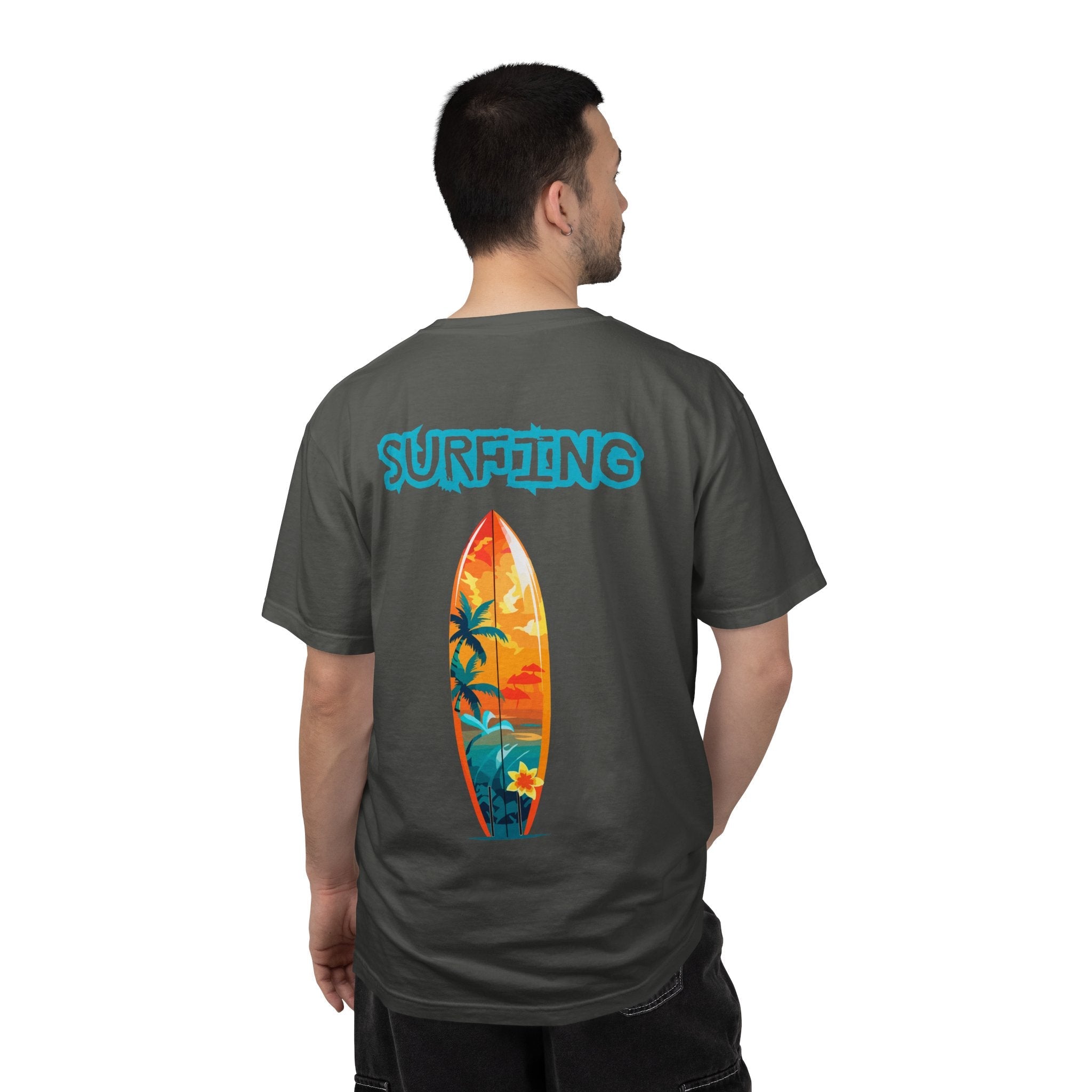 Surfing Tropical Board T-Shirt Beach Vibes Tee with Colorful Surfboard Design - Etna Gift