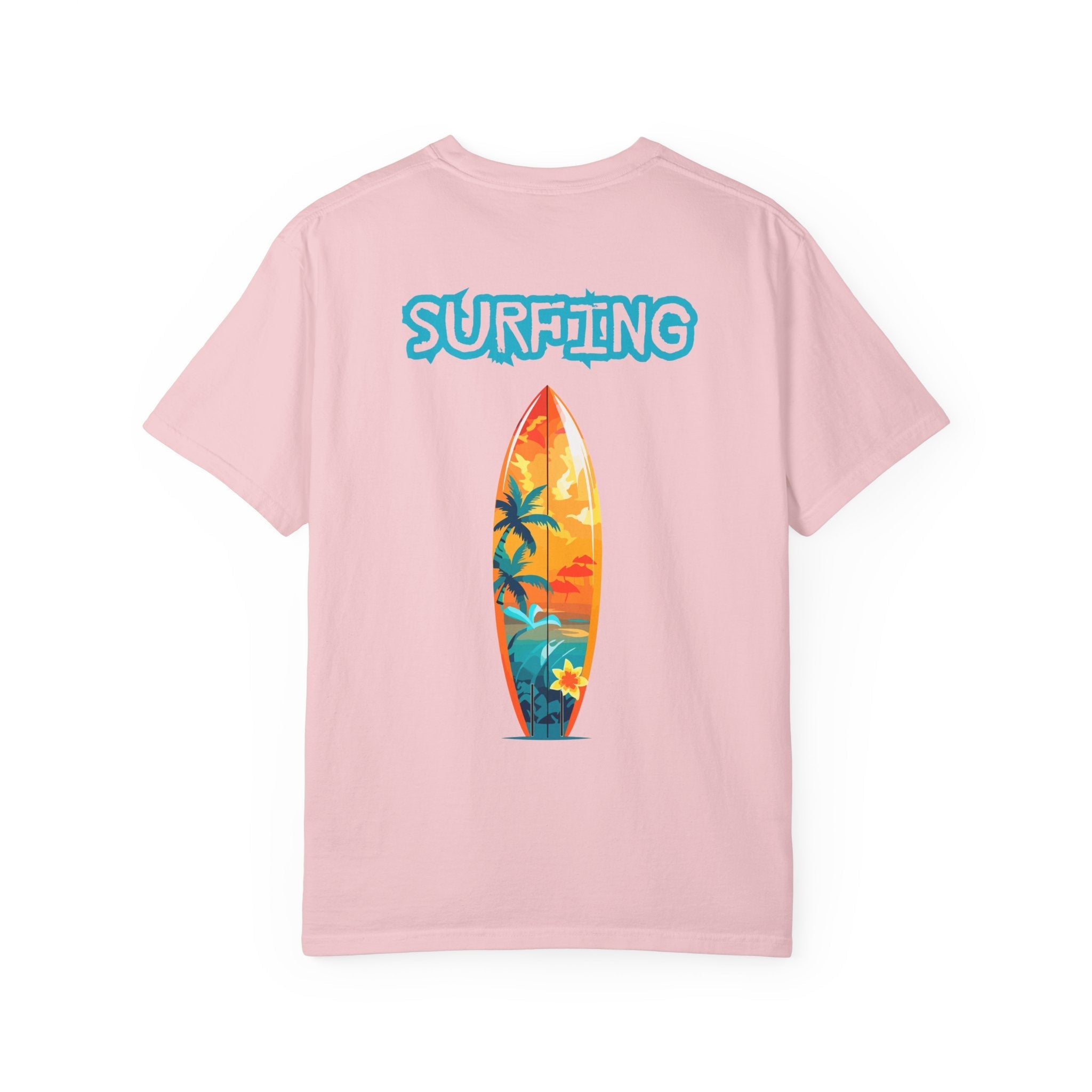 Surfing Tropical Board T-Shirt Beach Vibes Tee with Colorful Surfboard Design - Etna Gift