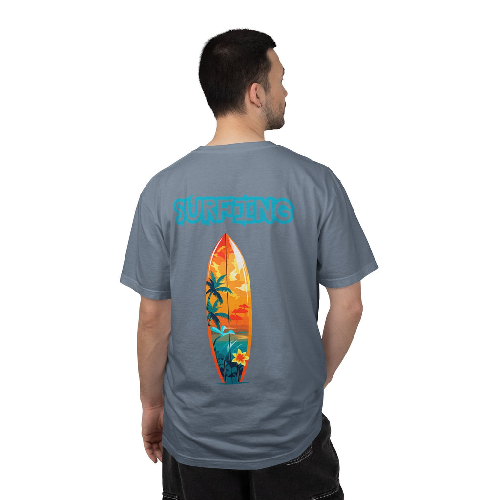 Surfing Tropical Board T-Shirt Beach Vibes Tee with Colorful Surfboard Design - Etna Gift