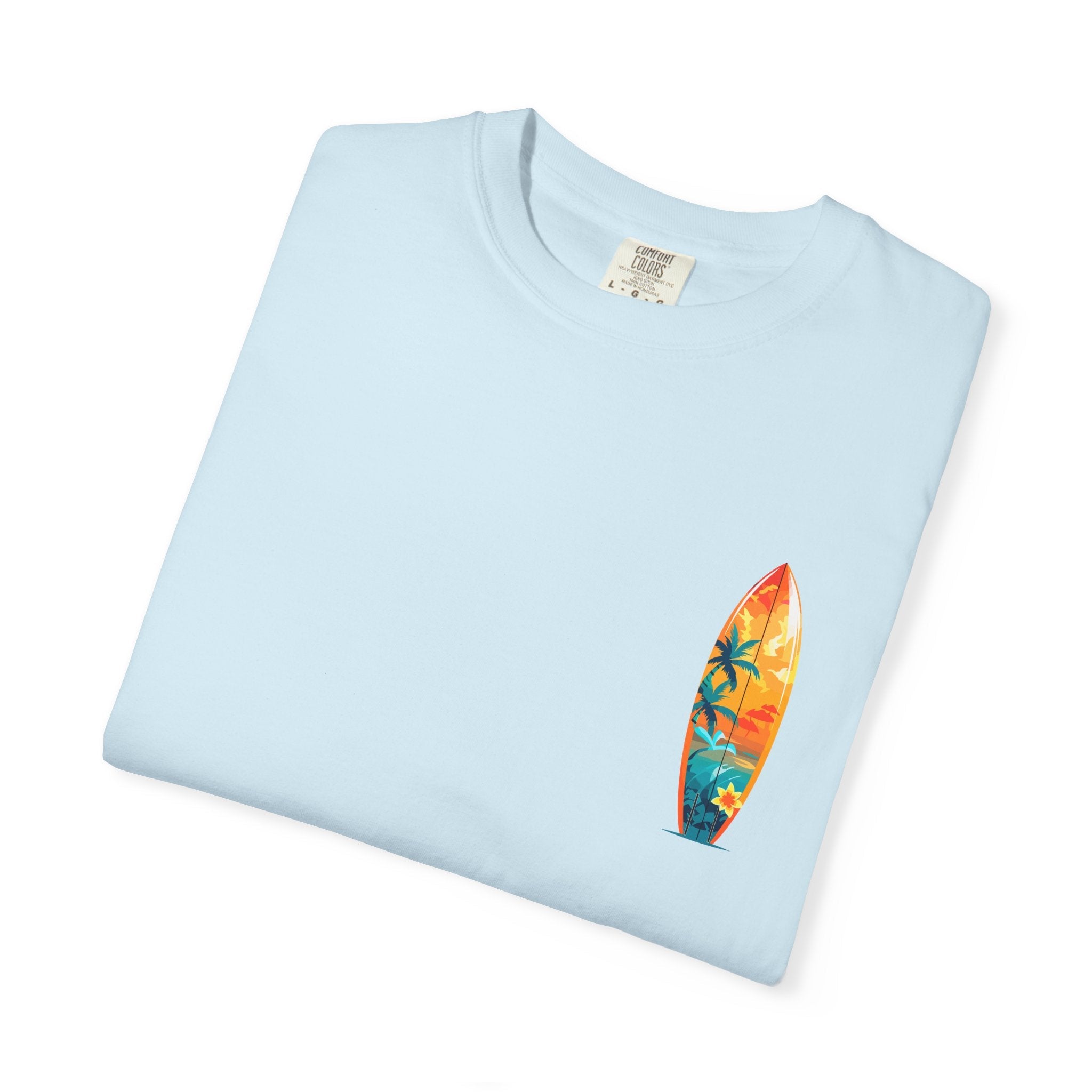 Surfing Tropical Board T-Shirt Beach Vibes Tee with Colorful Surfboard Design - Etna Gift