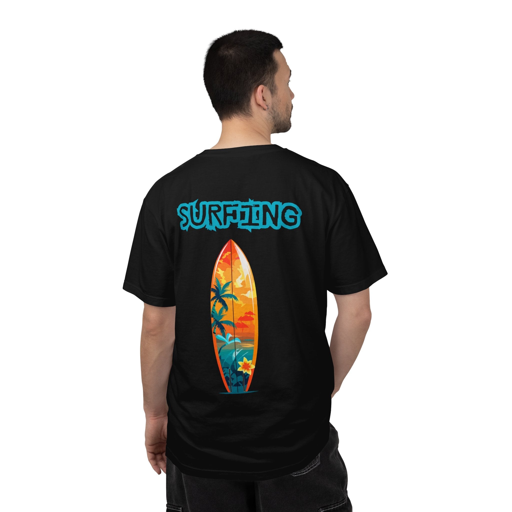 Surfing Tropical Board T-Shirt Beach Vibes Tee with Colorful Surfboard Design - Etna Gift