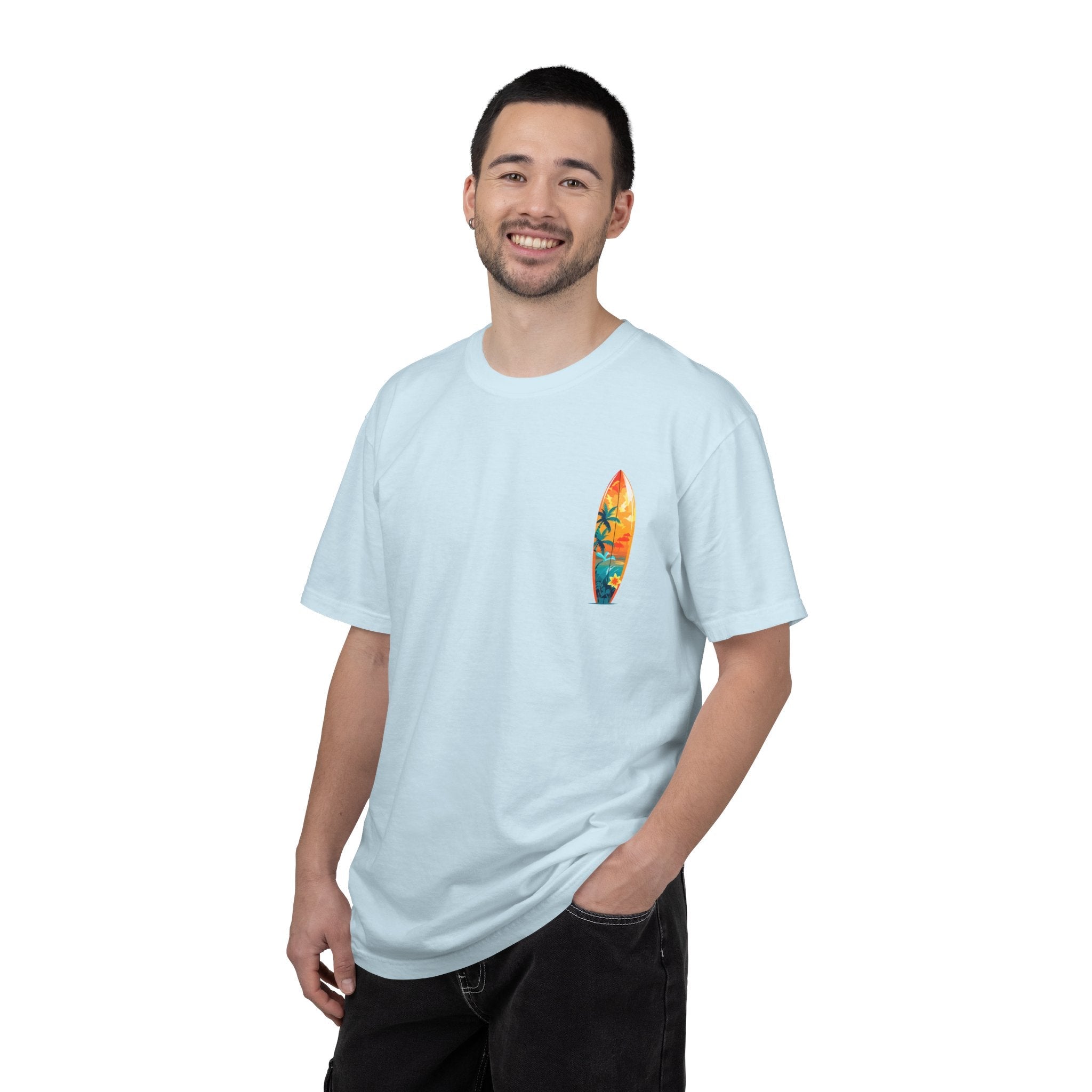 Surfing Tropical Board T-Shirt Beach Vibes Tee with Colorful Surfboard Design - Etna Gift