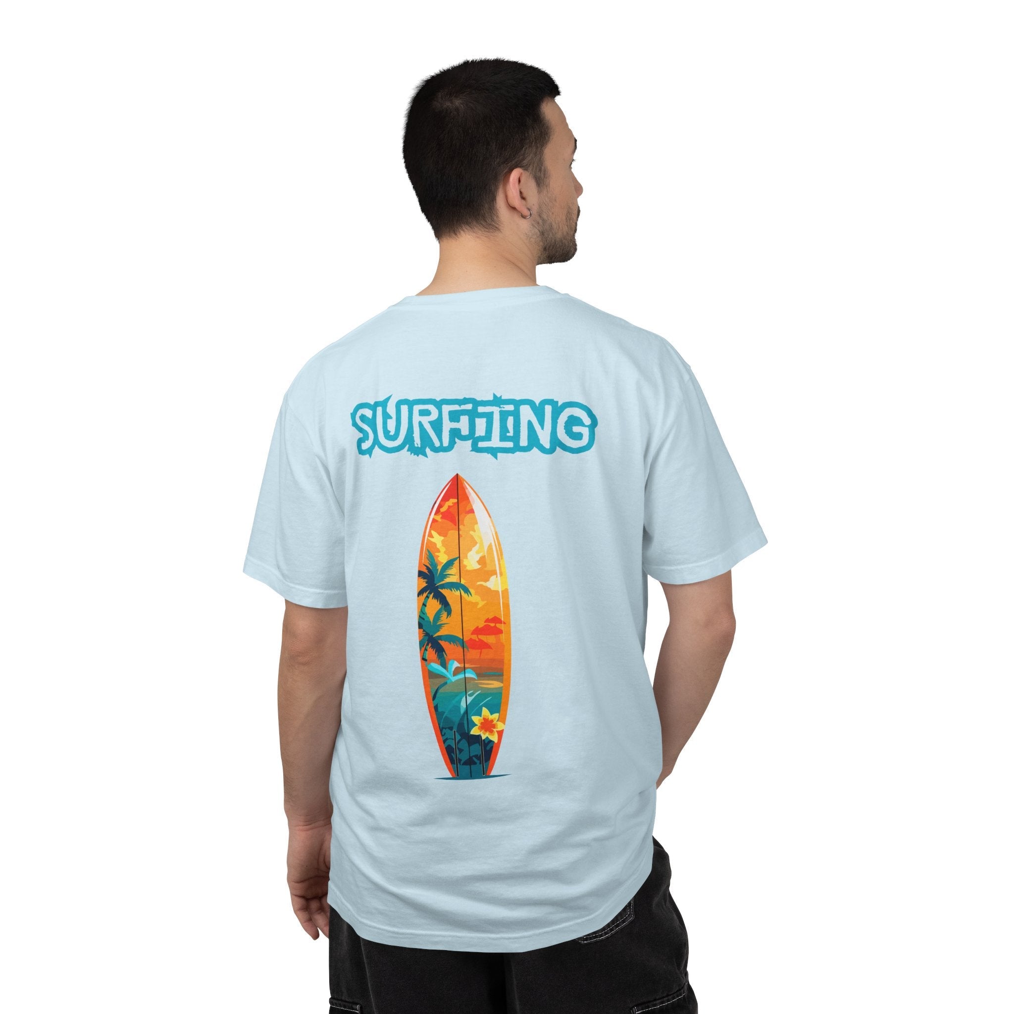 Surfing Tropical Board T-Shirt Beach Vibes Tee with Colorful Surfboard Design - Etna Gift
