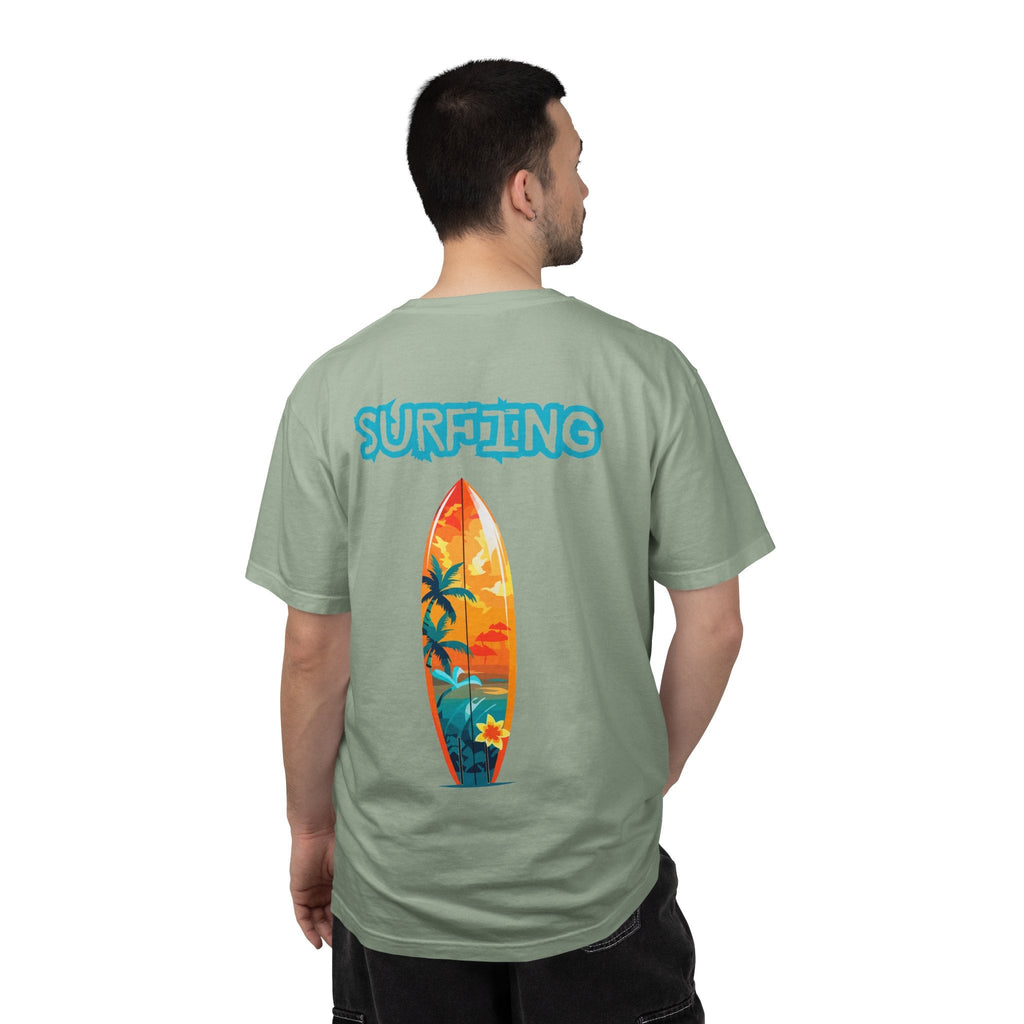 Surfing Tropical Board T-Shirt Beach Vibes Tee with Colorful Surfboard Design - Etna Gift
