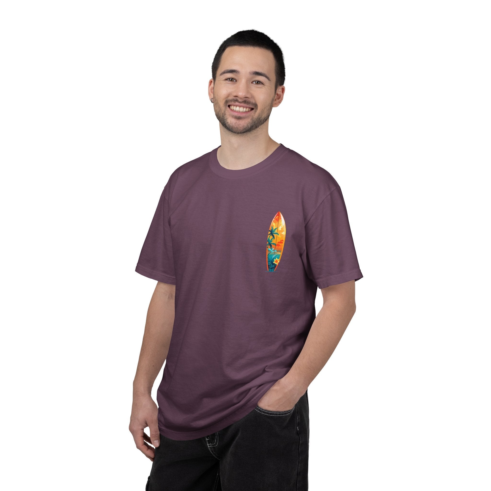 Surfing Tropical Board T-Shirt Beach Vibes Tee with Colorful Surfboard Design - Etna Gift