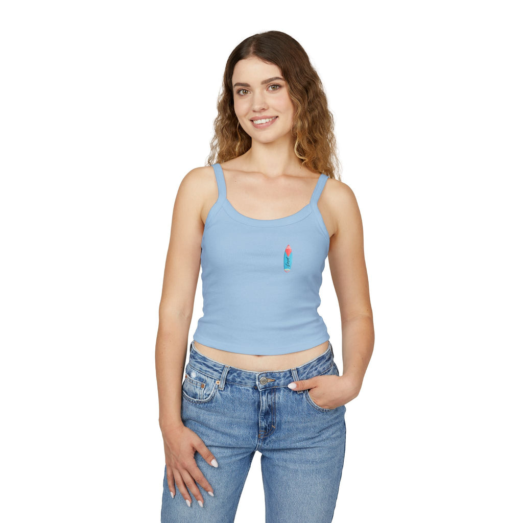 Surfing Woman Spaghetti Strap Tank Top Woman Surfing on a Surfboard - Etna Gift