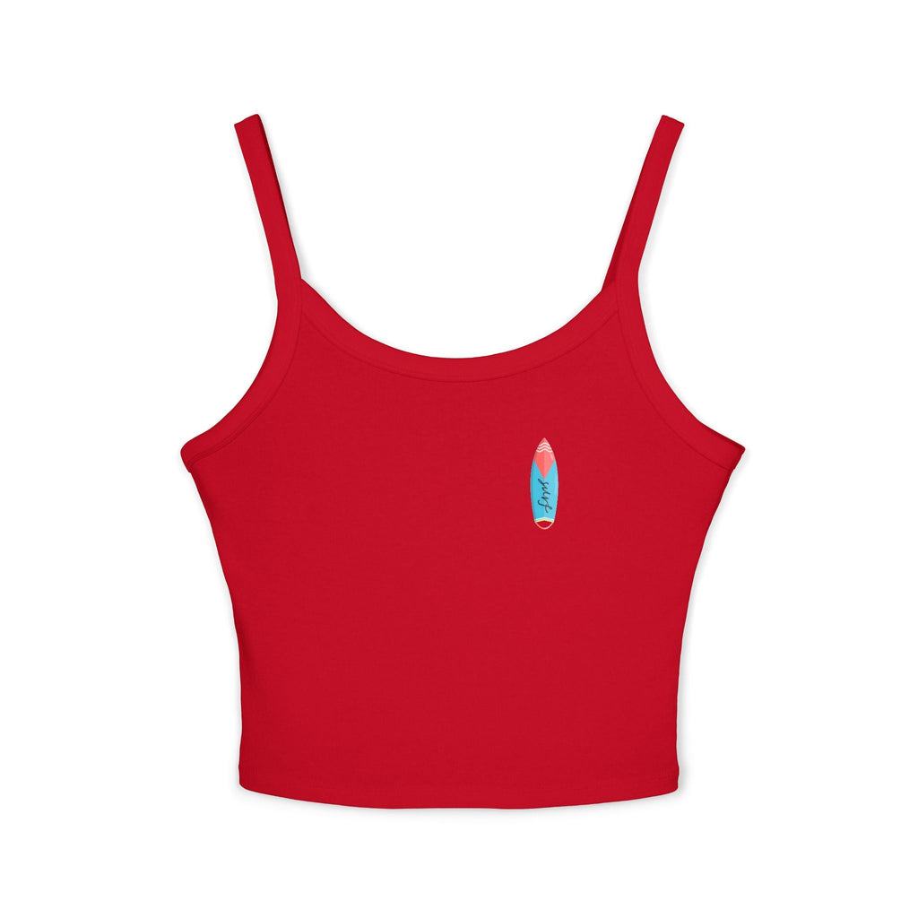 Surfing Woman Spaghetti Strap Tank Top Woman Surfing on a Surfboard - Etna Gift