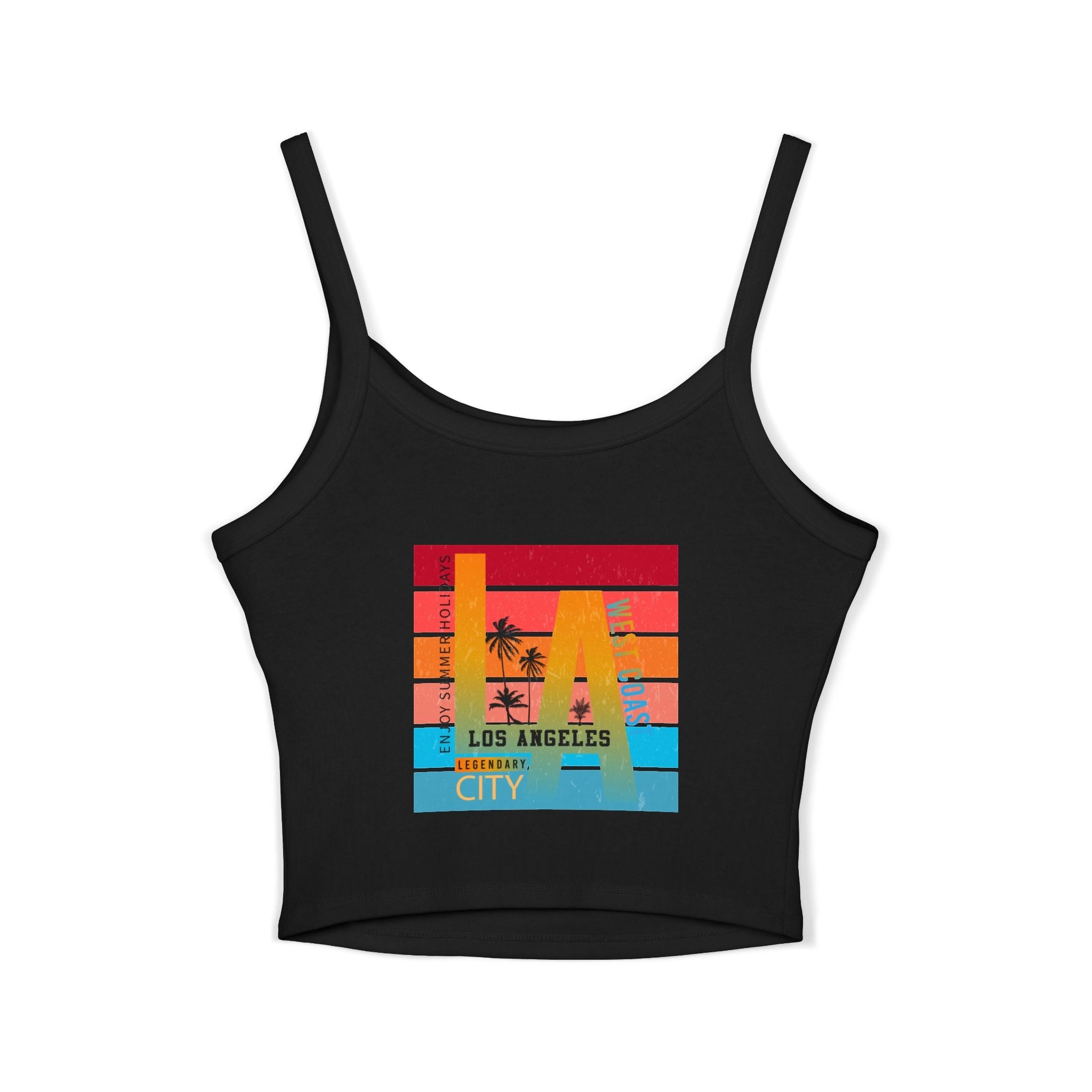 Surfing Woman Spaghetti Strap Tank Top Woman Surfing on a Surfboard - Etna Gift