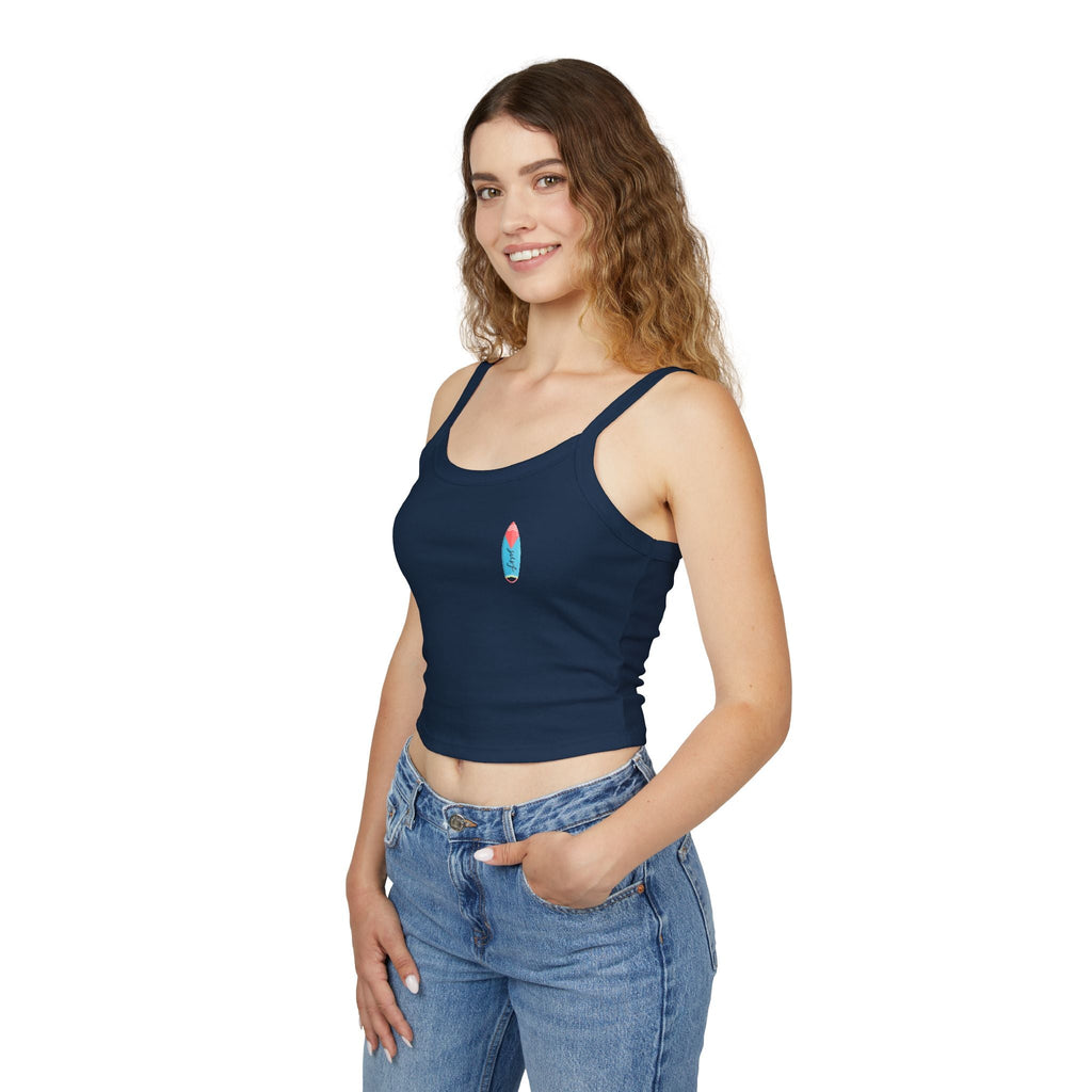 Surfing Woman Spaghetti Strap Tank Top Woman Surfing on a Surfboard - Etna Gift