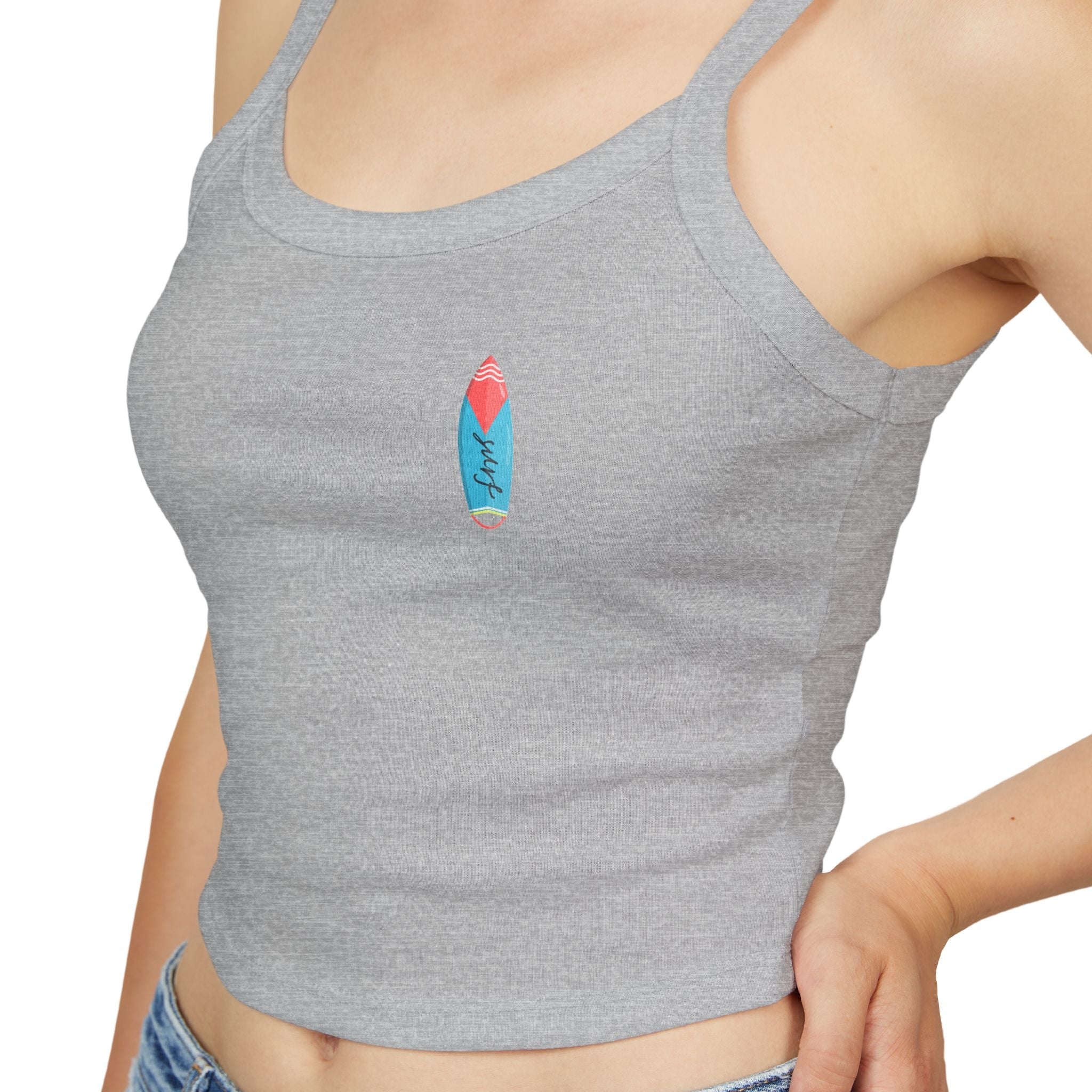 Surfing Woman Spaghetti Strap Tank Top Woman Surfing on a Surfboard - Etna Gift