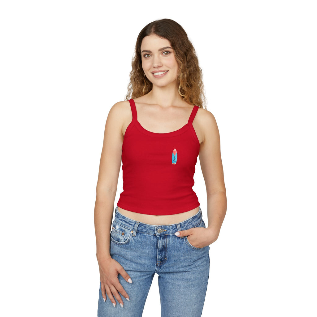 Surfing Woman Spaghetti Strap Tank Top Woman Surfing on a Surfboard - Etna Gift