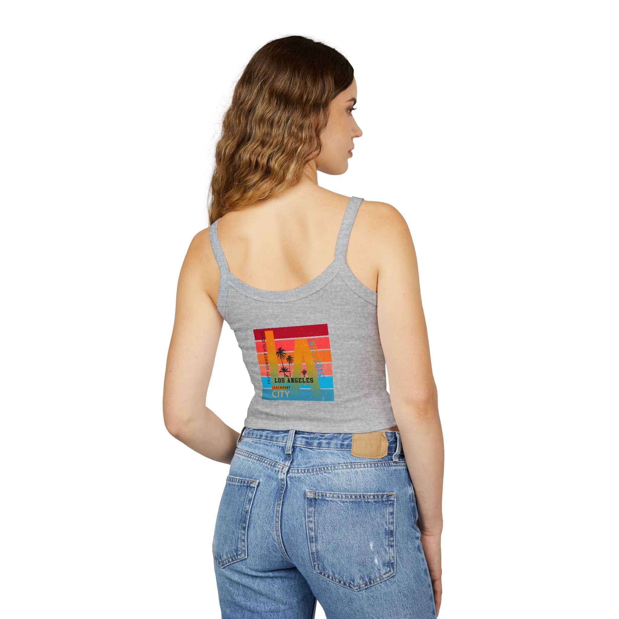 Surfing Woman Spaghetti Strap Tank Top Woman Surfing on a Surfboard - Etna Gift