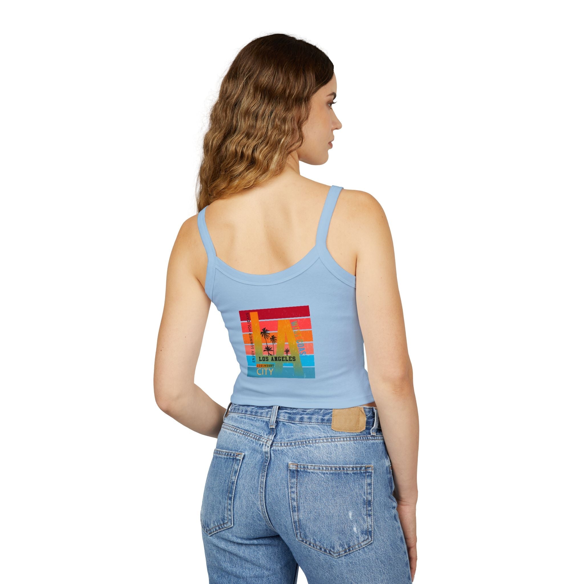 Surfing Woman Spaghetti Strap Tank Top Woman Surfing on a Surfboard - Etna Gift
