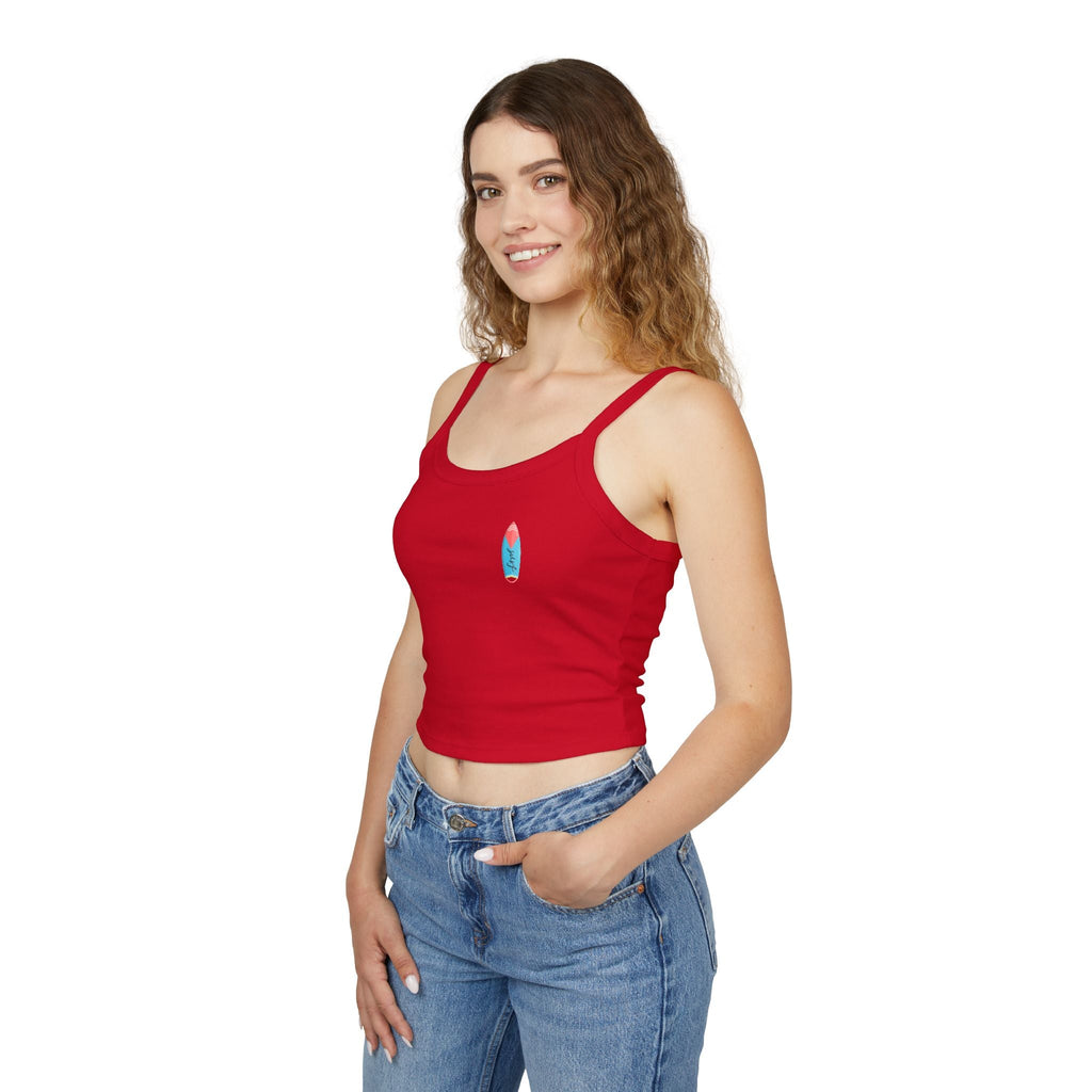 Surfing Woman Spaghetti Strap Tank Top Woman Surfing on a Surfboard - Etna Gift