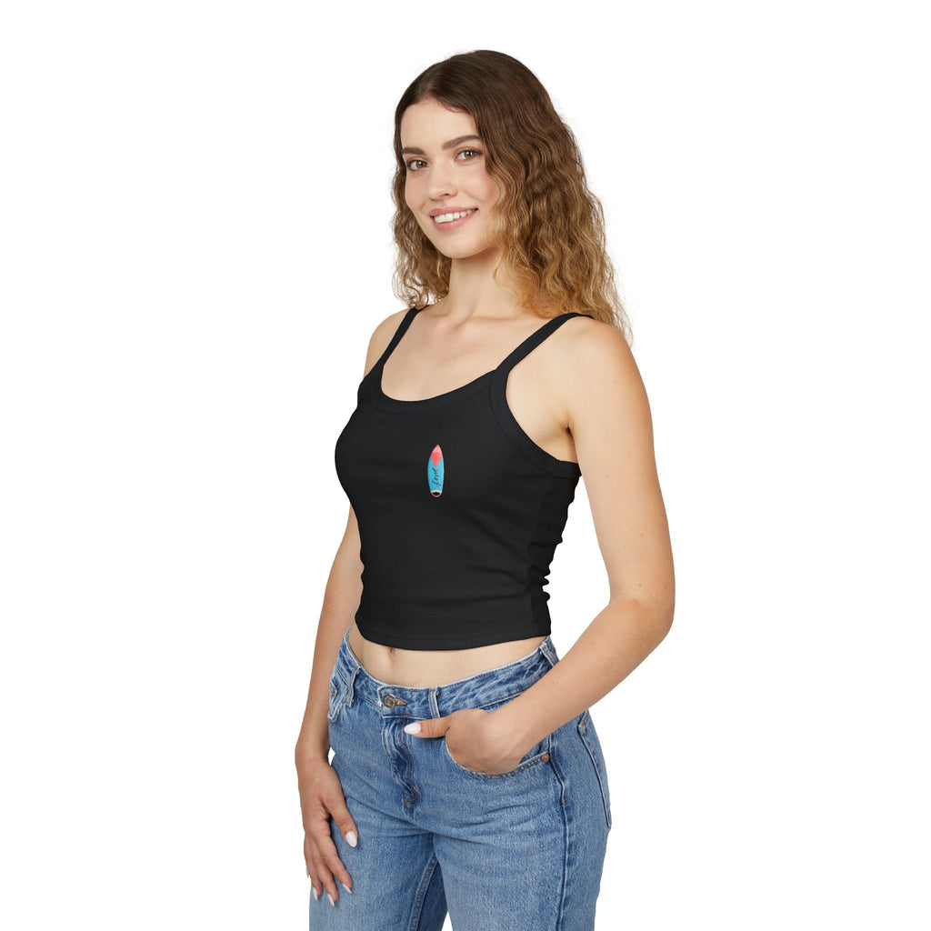 Surfing Woman Spaghetti Strap Tank Top Woman Surfing on a Surfboard - Etna Gift