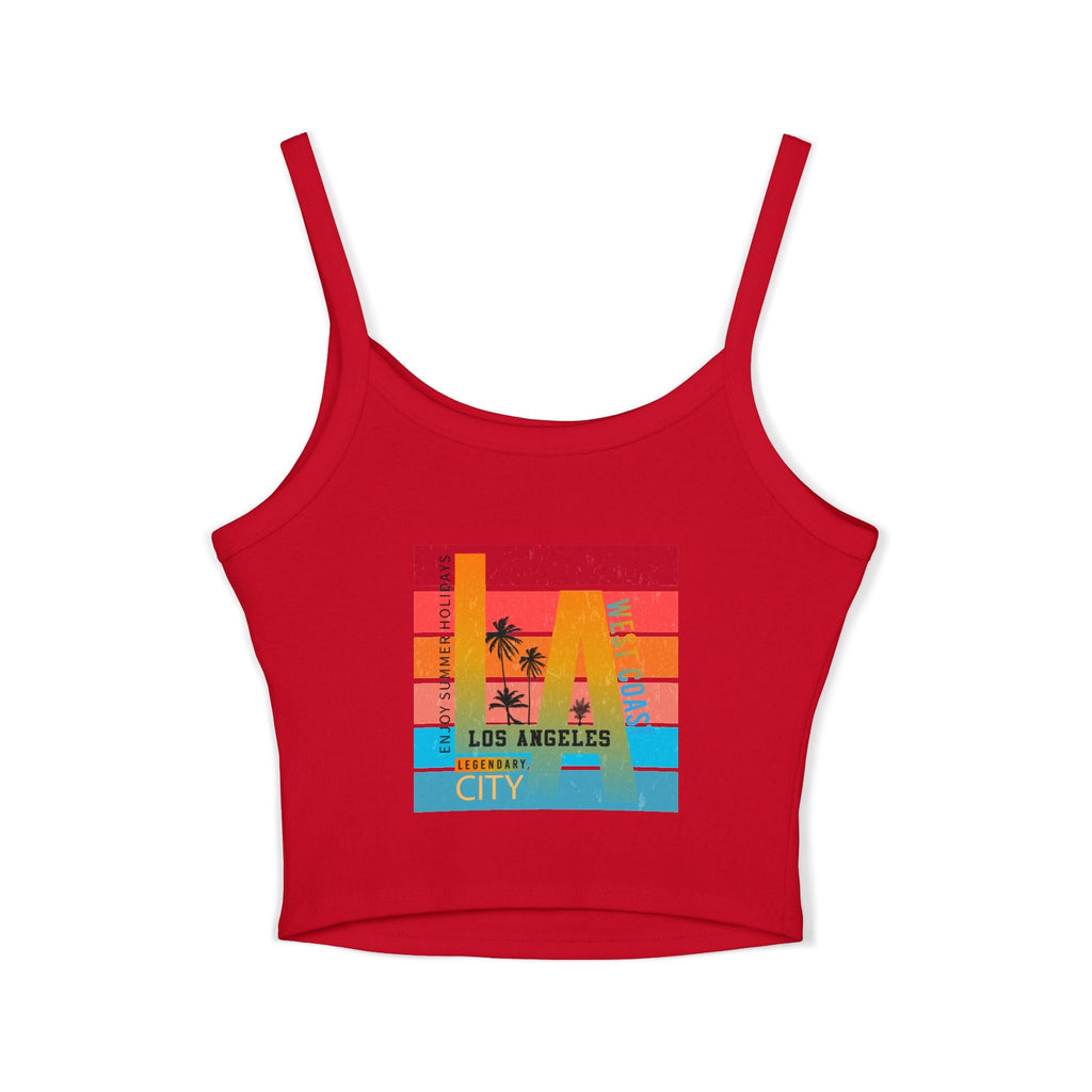 Surfing Woman Spaghetti Strap Tank Top Woman Surfing on a Surfboard - Etna Gift