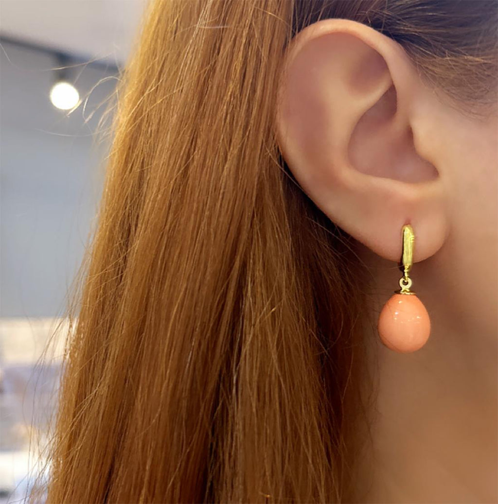 Teardrop Coral Stone 925 Sterling Silver Earrings - Etna Gift