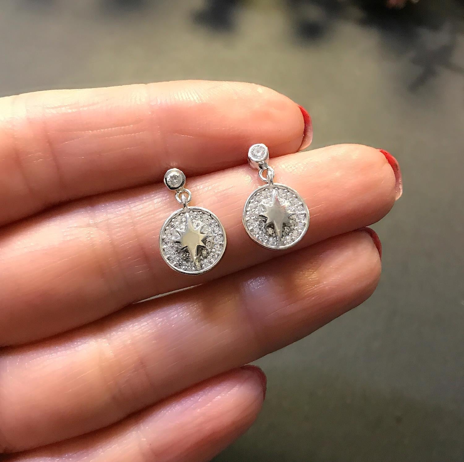 Teardrop North Star Earrings – 925 Sterling Silver Teardrop Star Earrings - Etna Gift