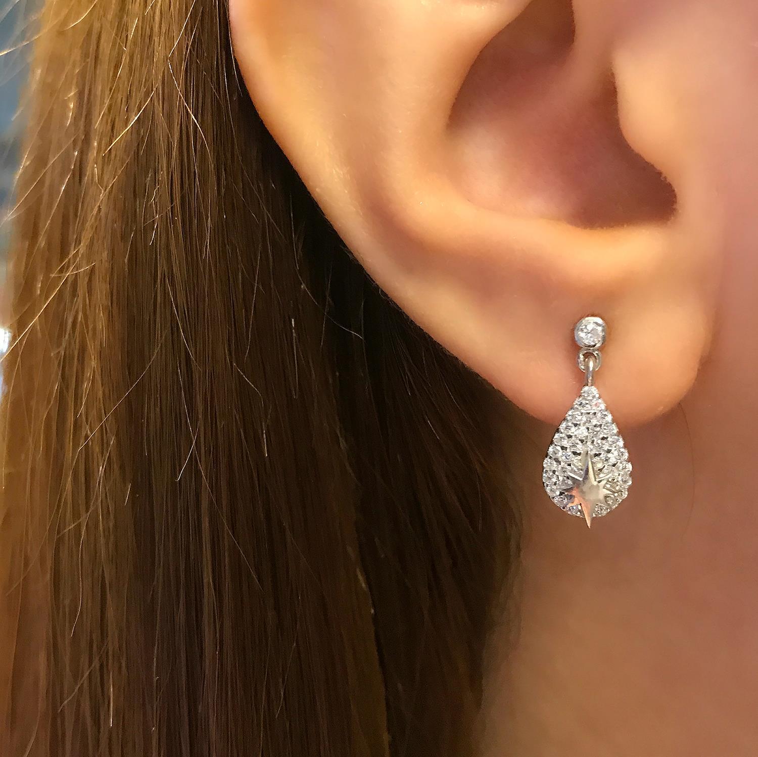 Teardrop North Star Earrings – 925 Sterling Silver Teardrop Star Earrings - Etna Gift