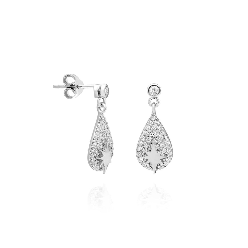 Teardrop North Star Earrings – 925 Sterling Silver Teardrop Star Earrings - Etna Gift