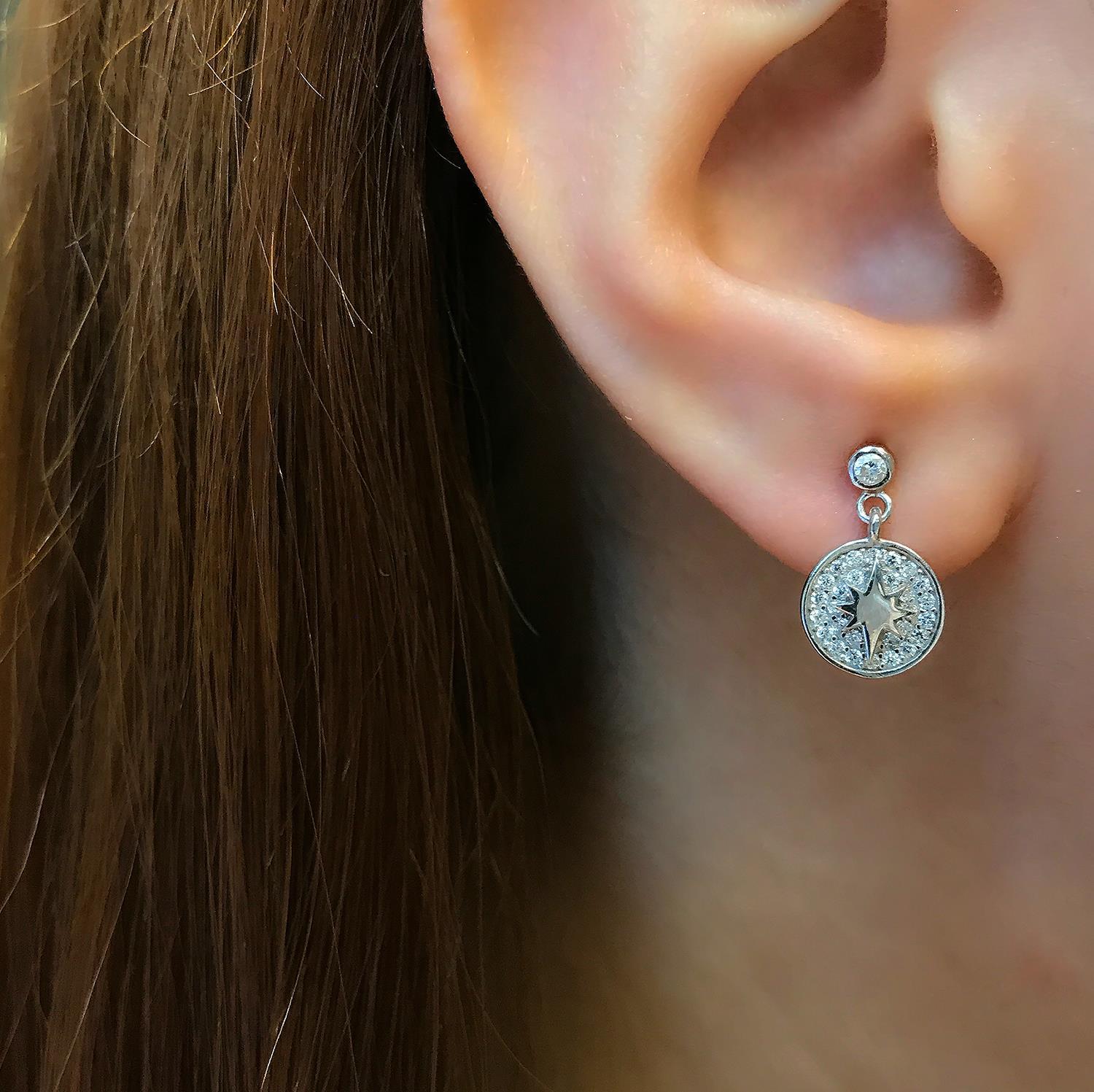 Teardrop North Star Earrings – 925 Sterling Silver Teardrop Star Earrings - Etna Gift