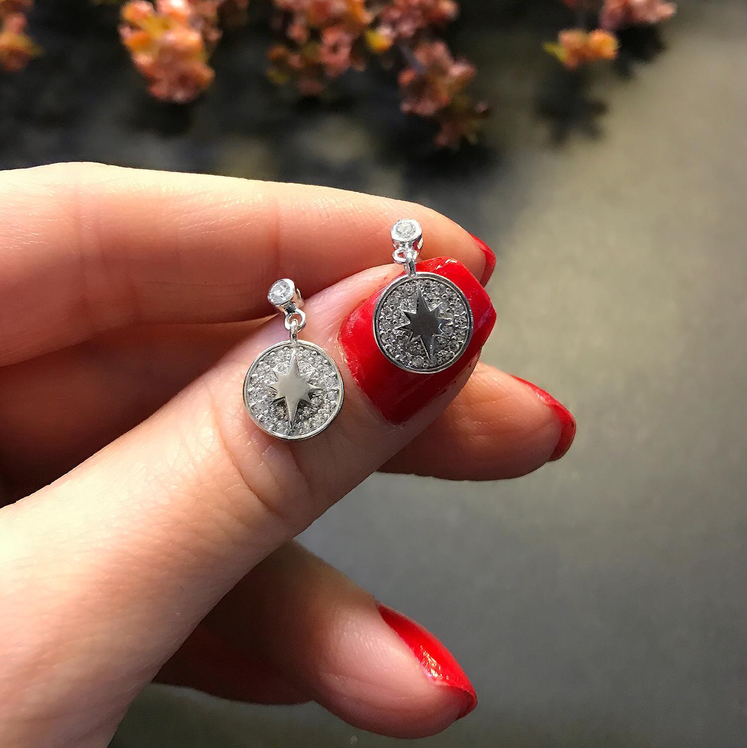 Teardrop North Star Earrings – 925 Sterling Silver Teardrop Star Earrings - Etna Gift