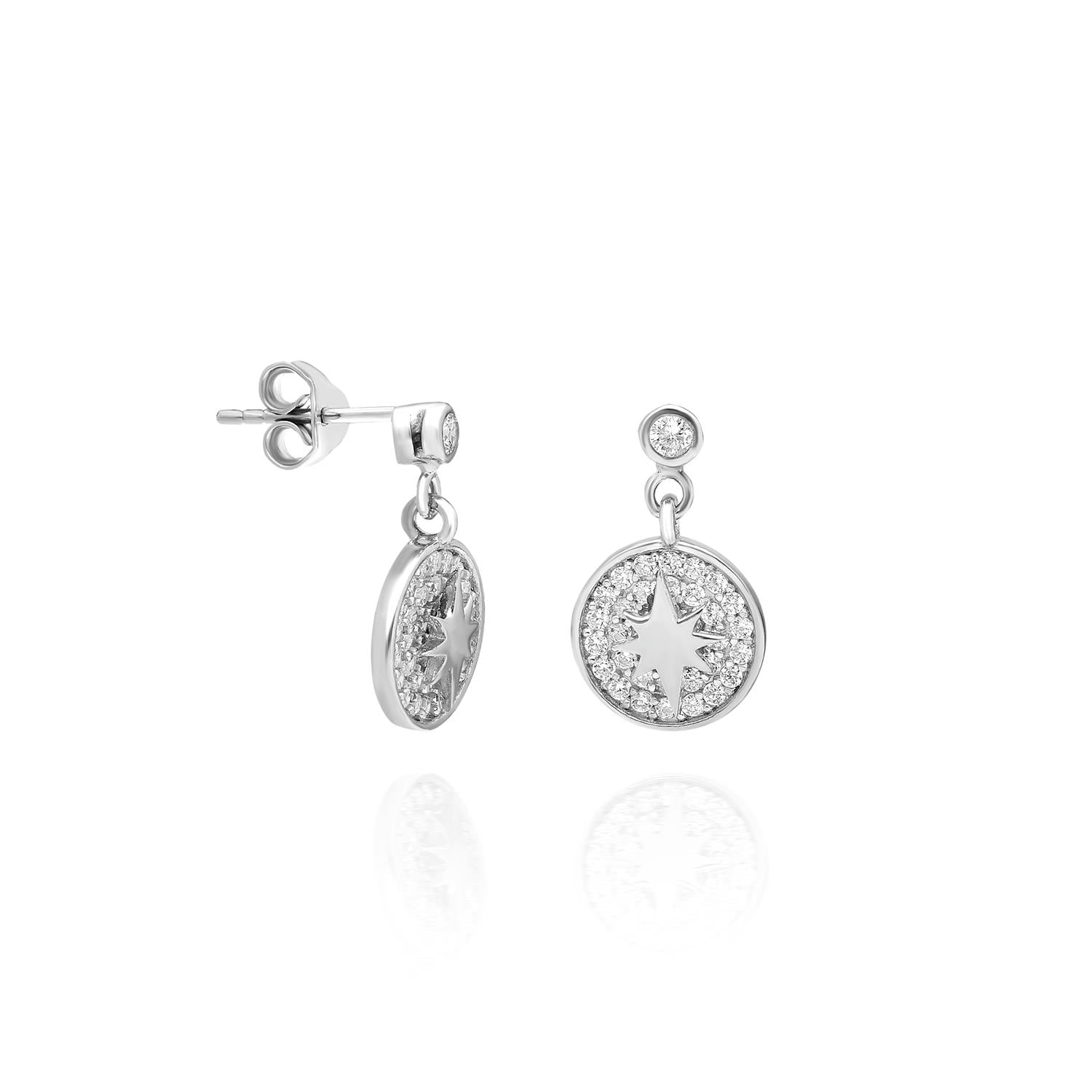 Teardrop North Star Earrings – 925 Sterling Silver Teardrop Star Earrings - Etna Gift