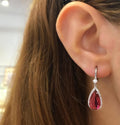 Teardrop Red Ruby Earrings | 925 Sterling Silver Earrings - Etna Gift