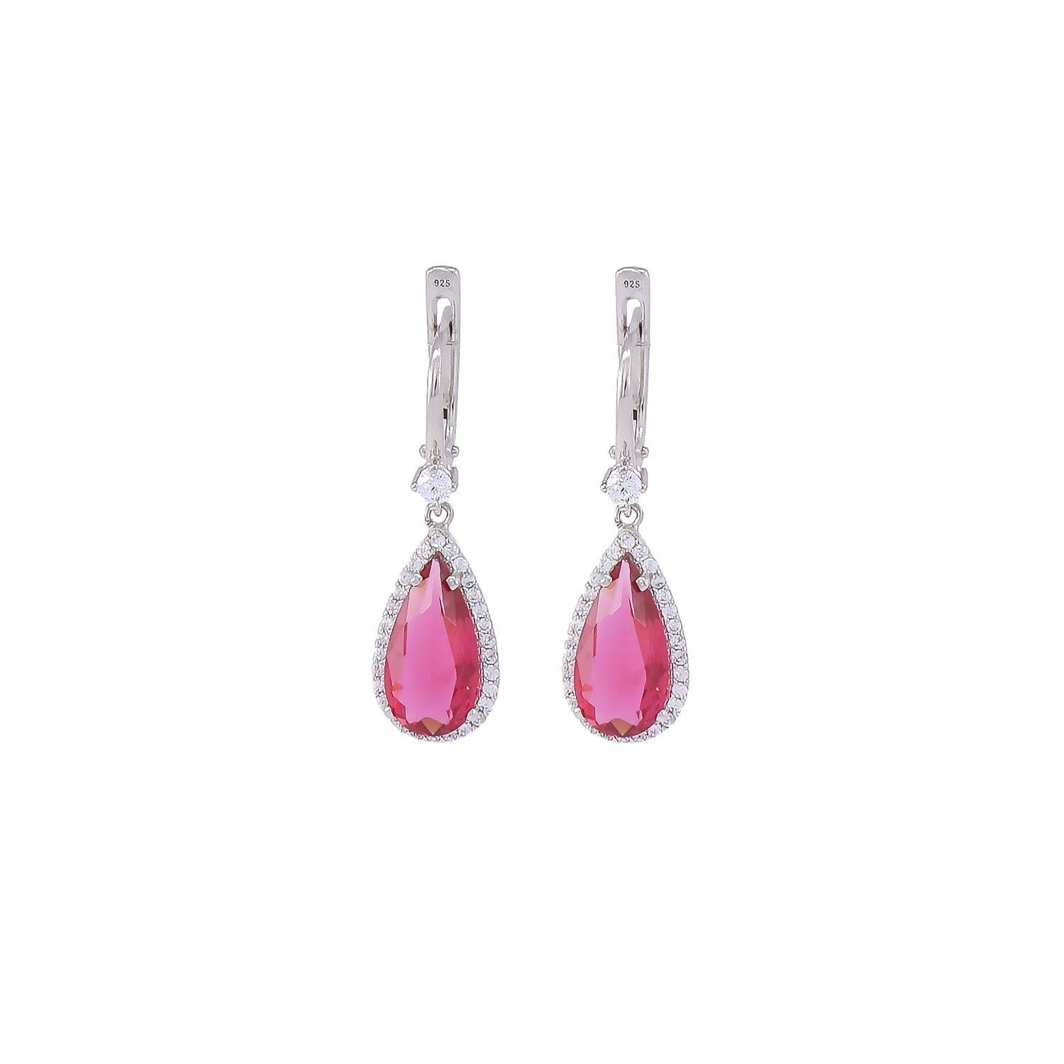 Teardrop Red Ruby Earrings | 925 Sterling Silver Earrings - Etna Gift