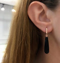 Teardrop - shaped black onyx natural stone silver earrings - Etna Gift
