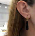 Teardrop - shaped black onyx natural stone silver earrings - Etna Gift