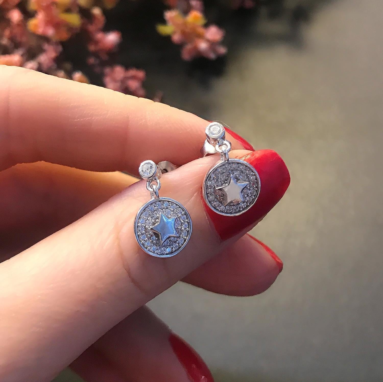 Teardrop Star Earngris – 925 Sterling Silver Teardrop Earrings - Etna Gift