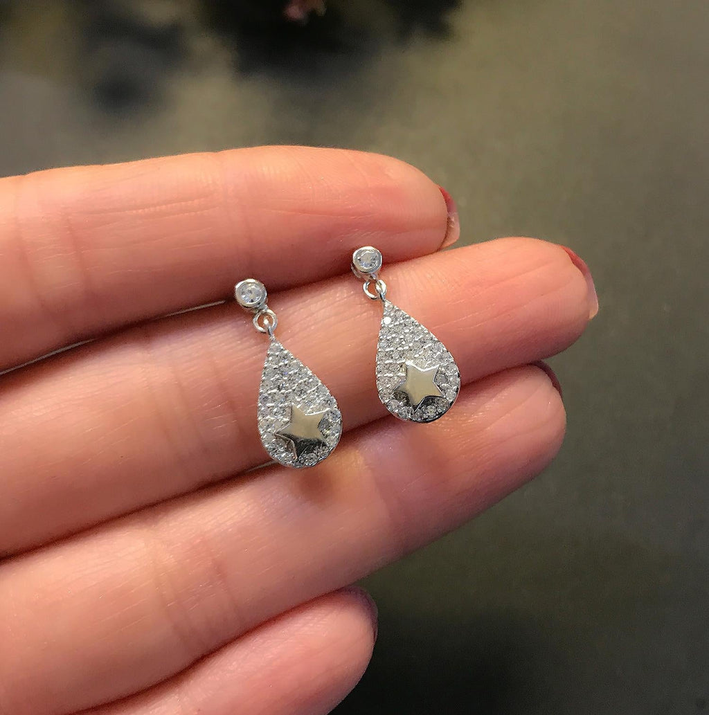Teardrop Star Earngris – 925 Sterling Silver Teardrop Earrings - Etna Gift