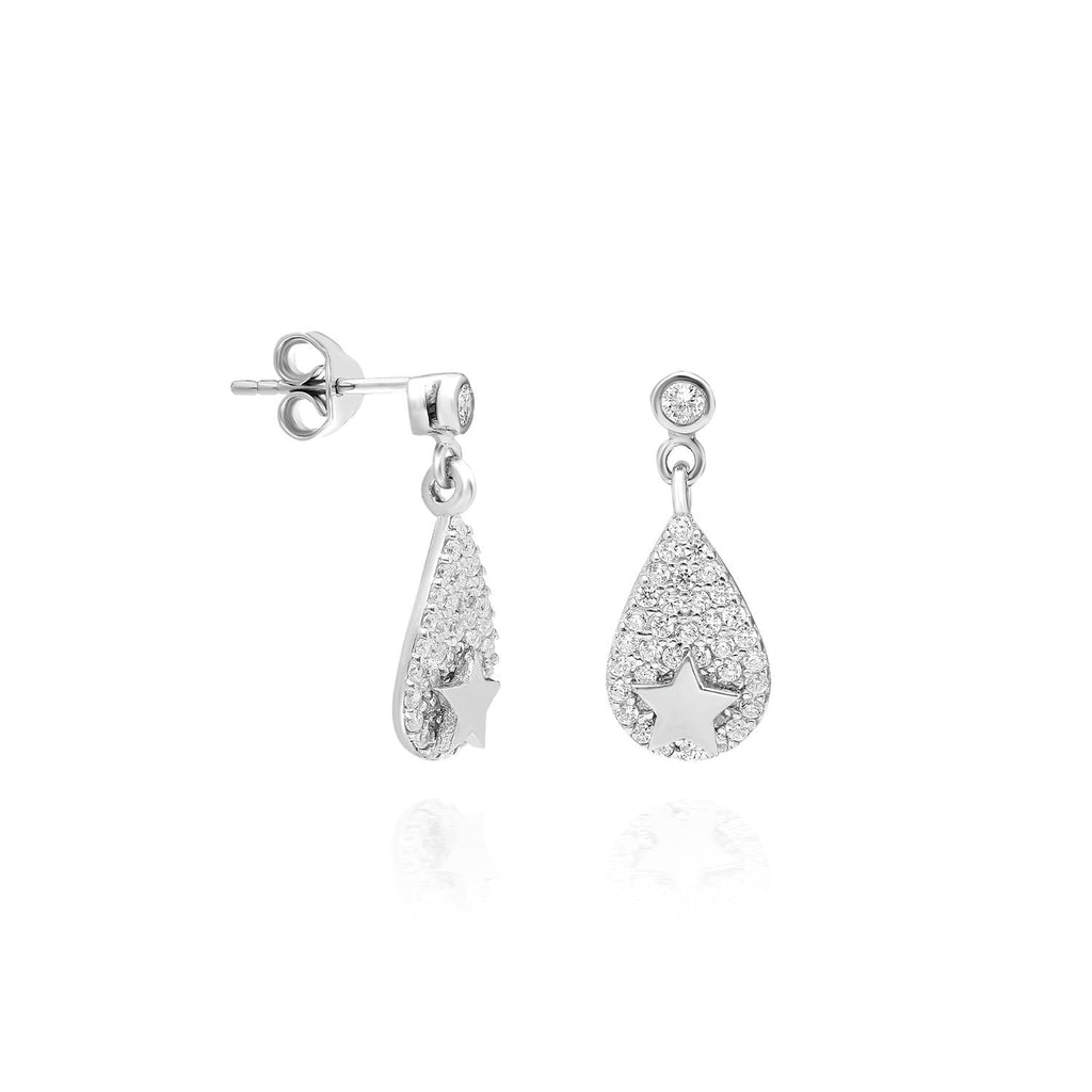 Teardrop Star Earngris – 925 Sterling Silver Teardrop Earrings - Etna Gift