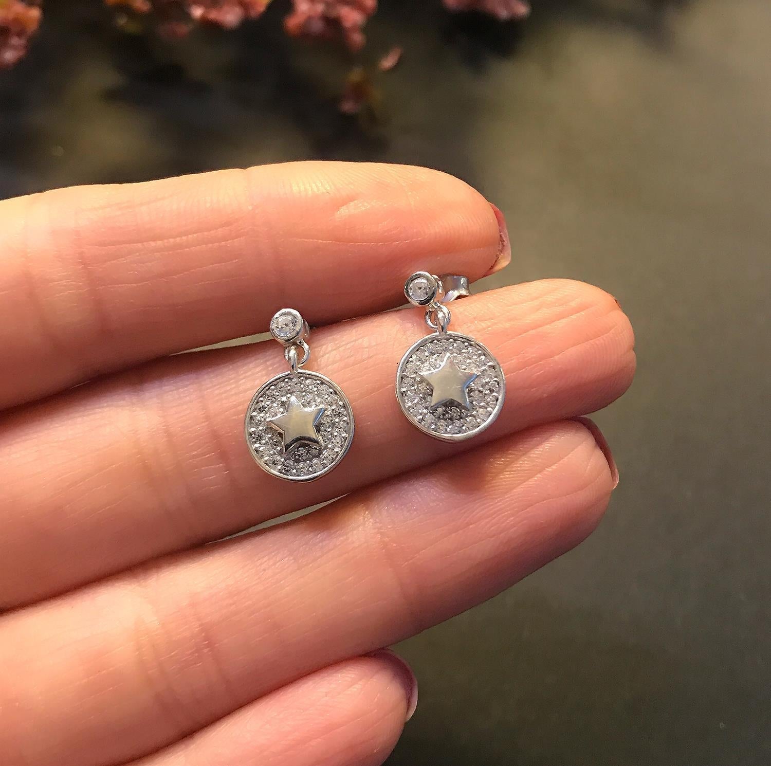 Teardrop Star Earngris – 925 Sterling Silver Teardrop Earrings - Etna Gift