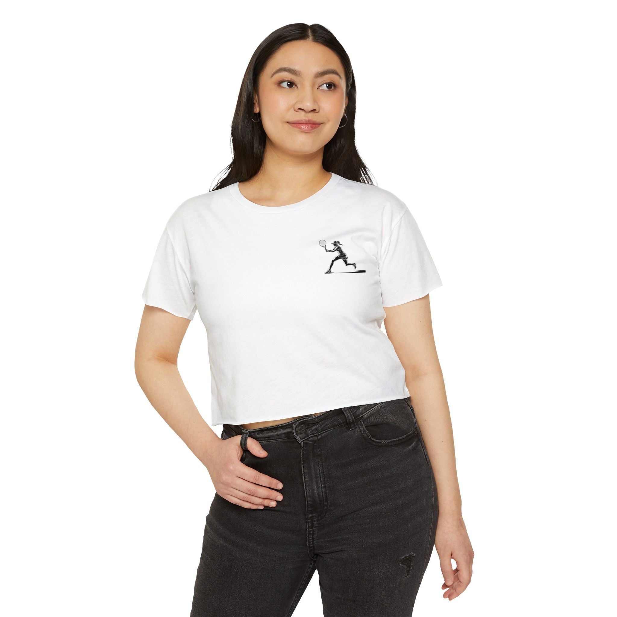 Tennis Crop Top Minimalist Female Tennis Player Graphic Festival Tee - Etna Gift