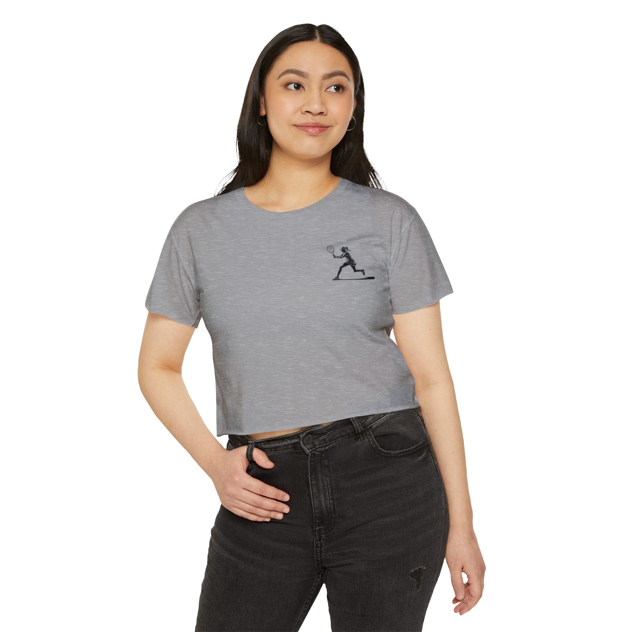 Tennis Crop Top Minimalist Female Tennis Player Graphic Festival Tee - Etna Gift