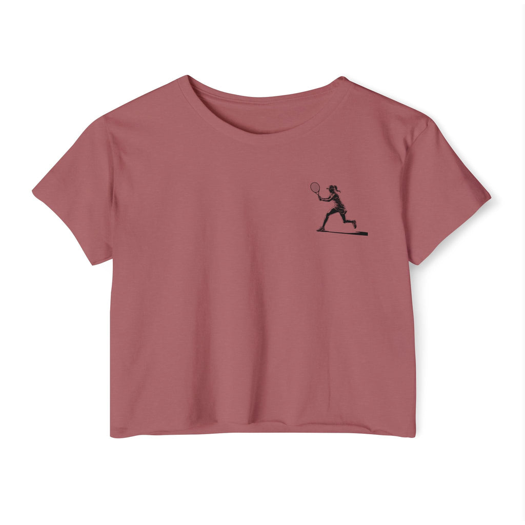 Tennis Crop Top Minimalist Female Tennis Player Graphic Festival Tee - Etna Gift