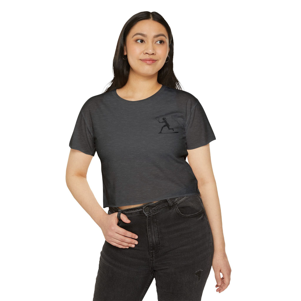 Tennis Crop Top Minimalist Female Tennis Player Graphic Festival Tee - Etna Gift