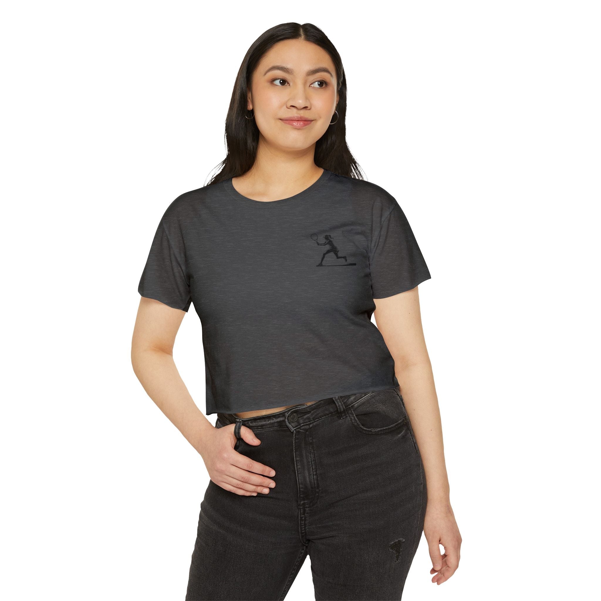 Tennis Crop Top Minimalist Female Tennis Player Graphic Festival Tee - Etna Gift