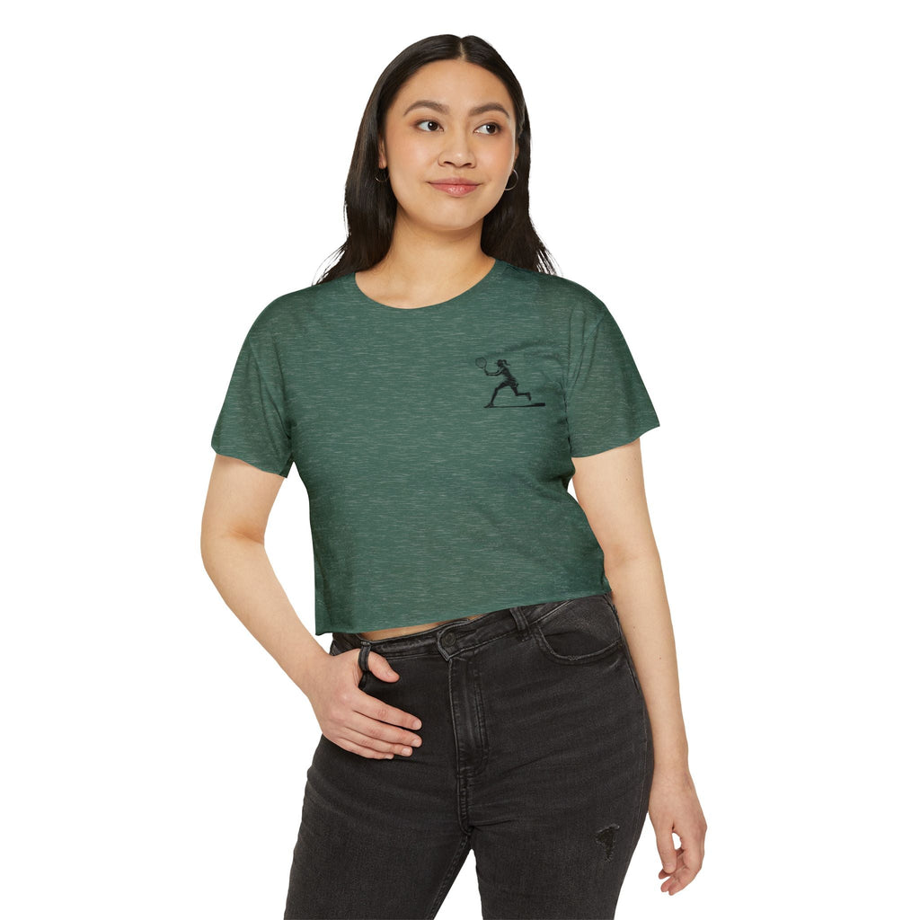 Tennis Crop Top Minimalist Female Tennis Player Graphic Festival Tee - Etna Gift