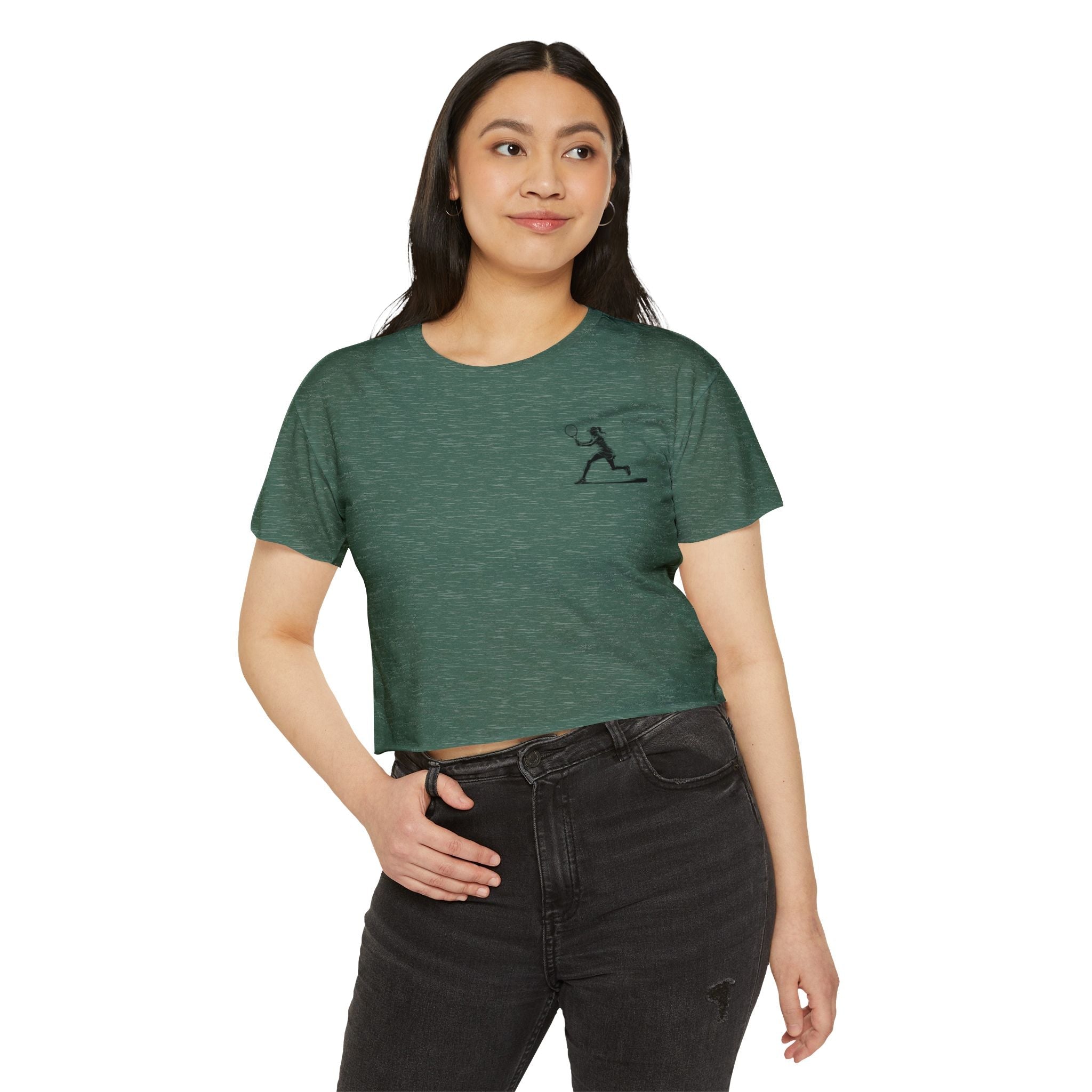 Tennis Crop Top Minimalist Female Tennis Player Graphic Festival Tee - Etna Gift