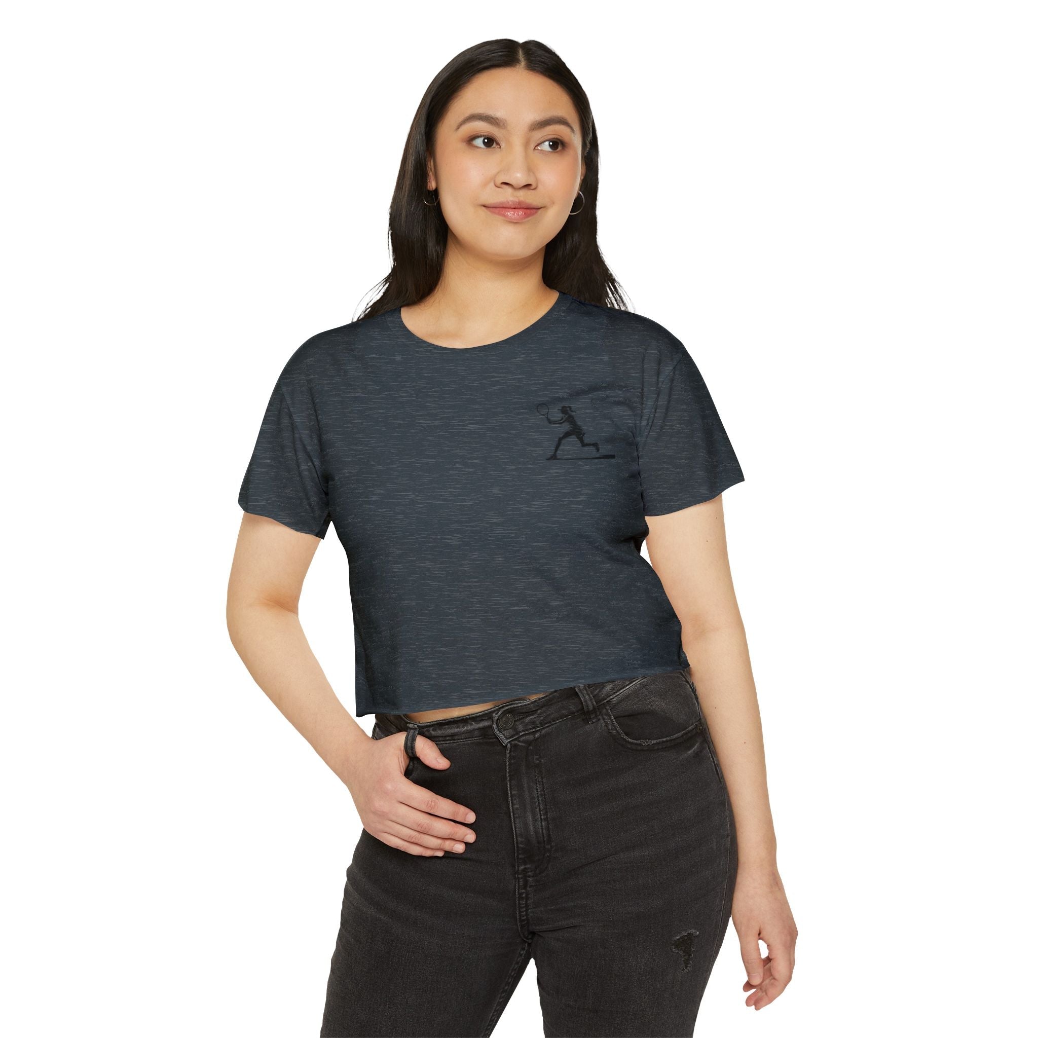 Tennis Crop Top Minimalist Female Tennis Player Graphic Festival Tee - Etna Gift